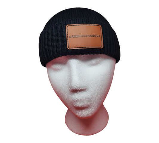 BLACK-Unisex Acrylic Short Cuff Beanie