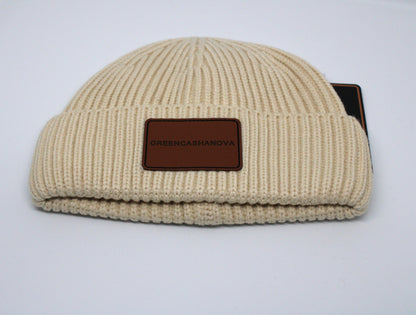 Cream- Unisex Acrylic Short Cuff Beanie