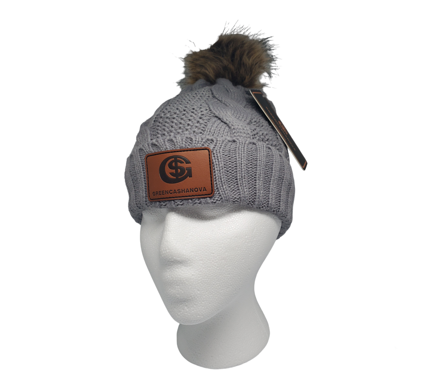 Grey-Female Winter Solid Color Knitted Pom Pom Beanies