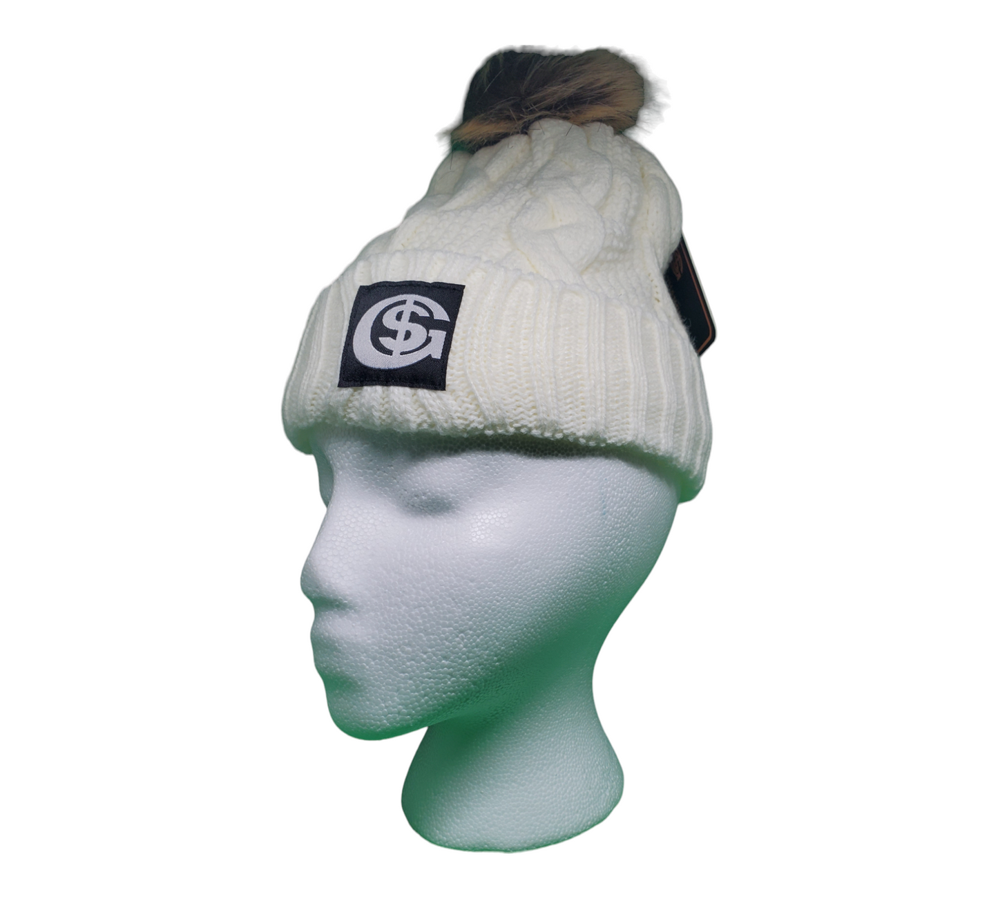 White- Female Winter Solid Color Knitted Pom Pom Beanies