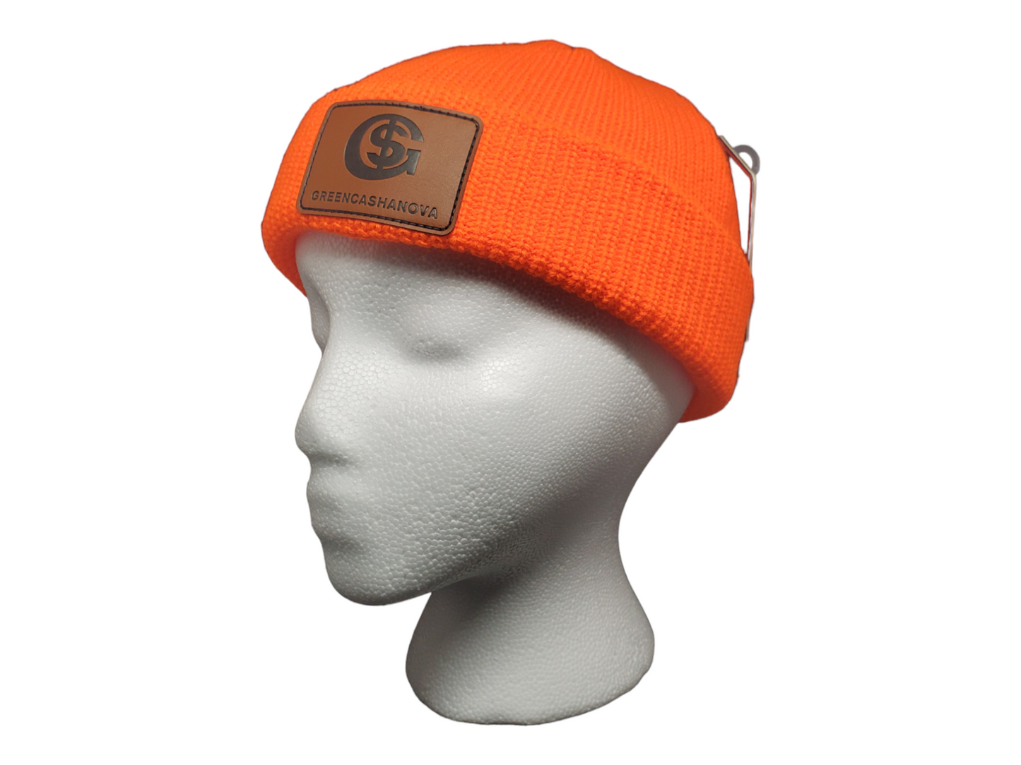 Orange Neon- Unisex Acrylic Short Cuff Beanie