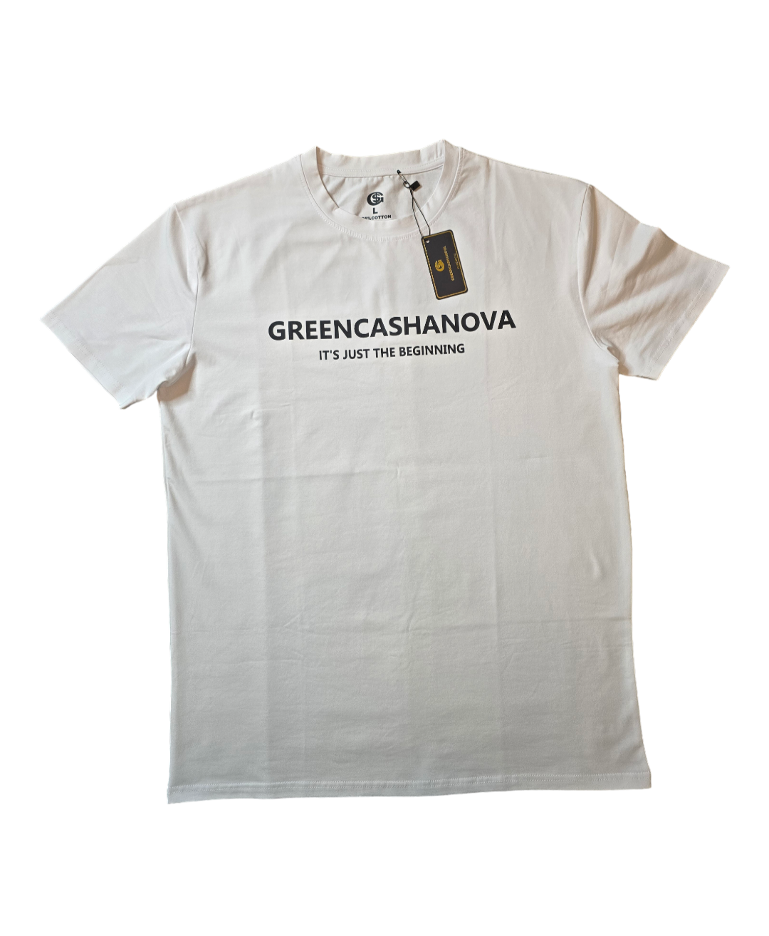 White Soft Stretch Solid Round Neck GREENCASHANOVA T-Shirt for Men